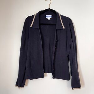 Vintage Pendleton Navy Blue Collared Long-Sleeve Cardigan, sz. XL